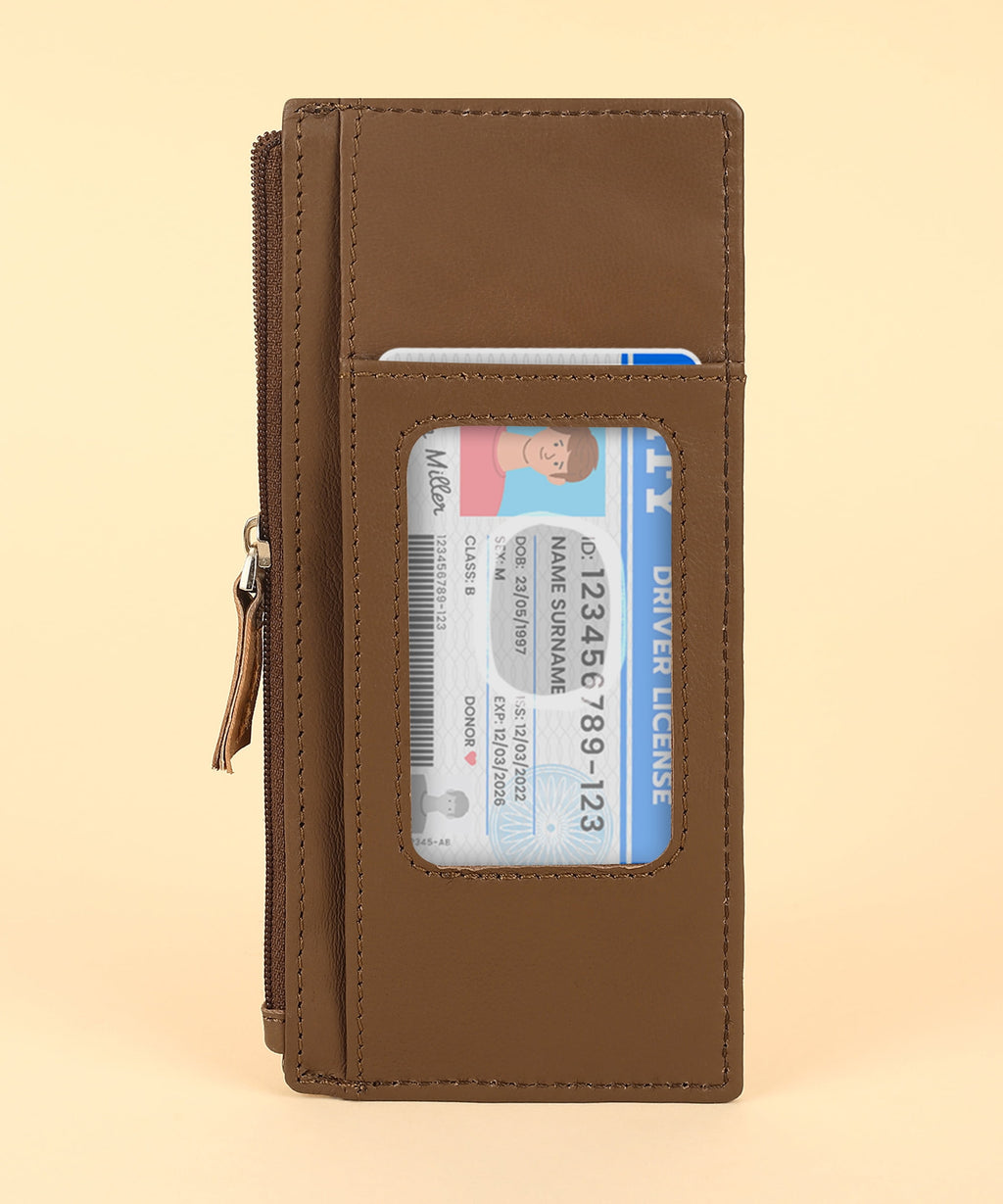 RFID Blocking Women's Wallet Vintage Leather All in One Card Case Holder Slim, Tan - Image 3