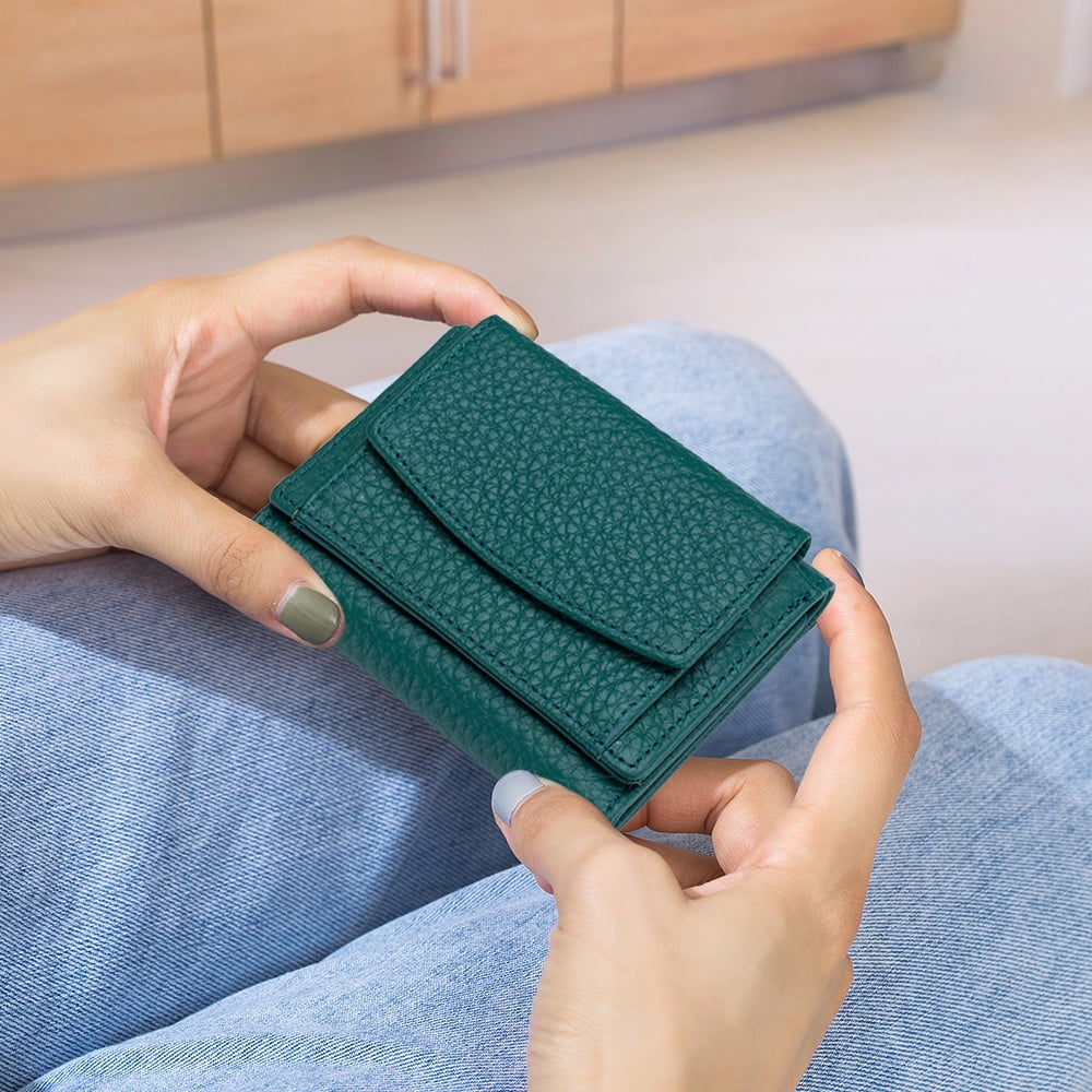 Blocking Card Holder Organizer Pocket Mini Wallet, Slim Compact Wallet - green - Image 4