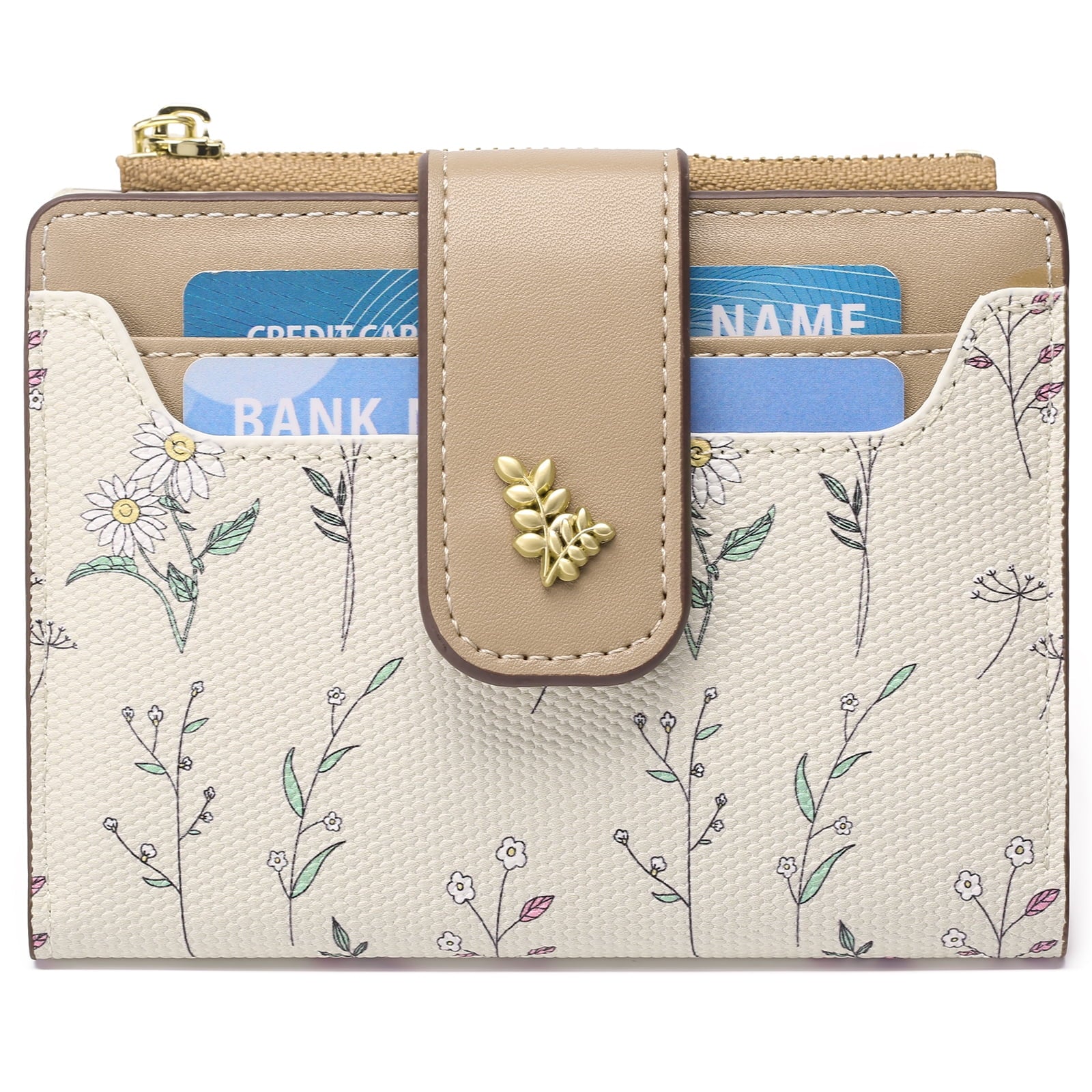 Small Wallet for Women Slim Bifold Leather Credit Card Holder Purse Zipper Pocket Coin Wallets with ID Window - Image 5