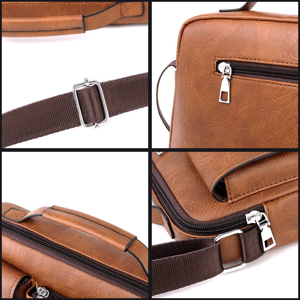 Men's Business Casual Leather Briefcase - Soft Anti-Scratch Waterproof PU, Shoulder/Crossbody/Handheld, Adjustable Strap, Large Capacity for - Image 4