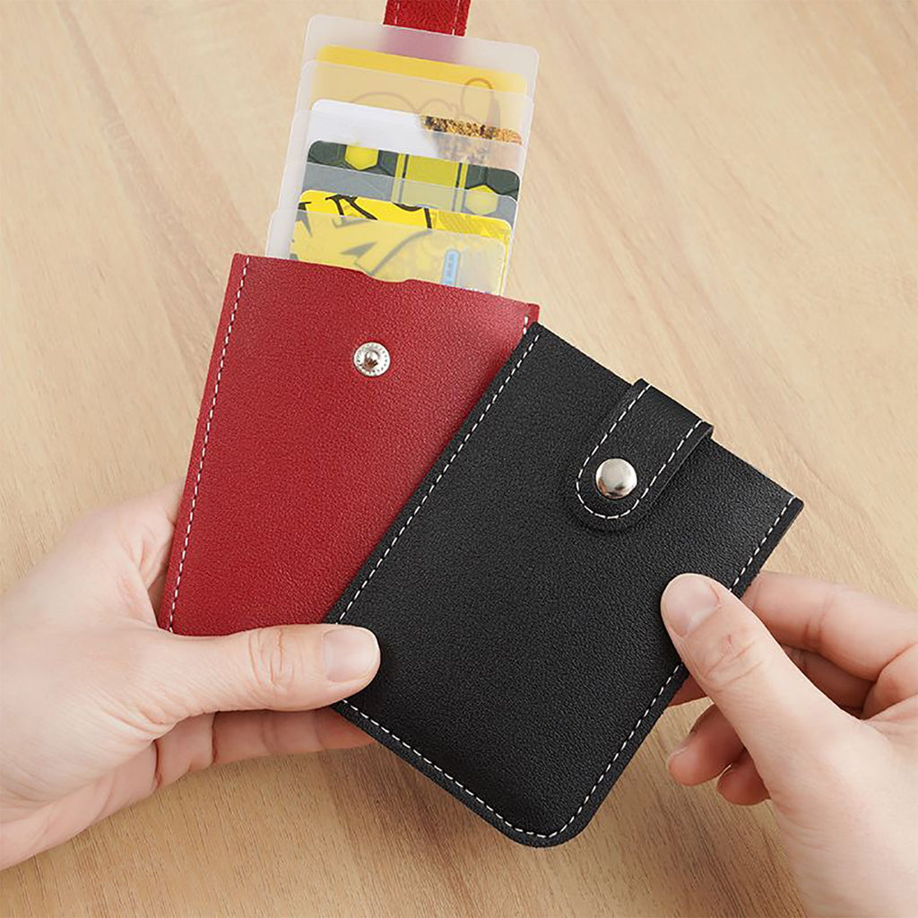 RFID Card Holder, Pull-out 6 Slots Wallet for Women, Faux Leather Slim Wallets Multi Card Case Button Coin Purse - Image 6