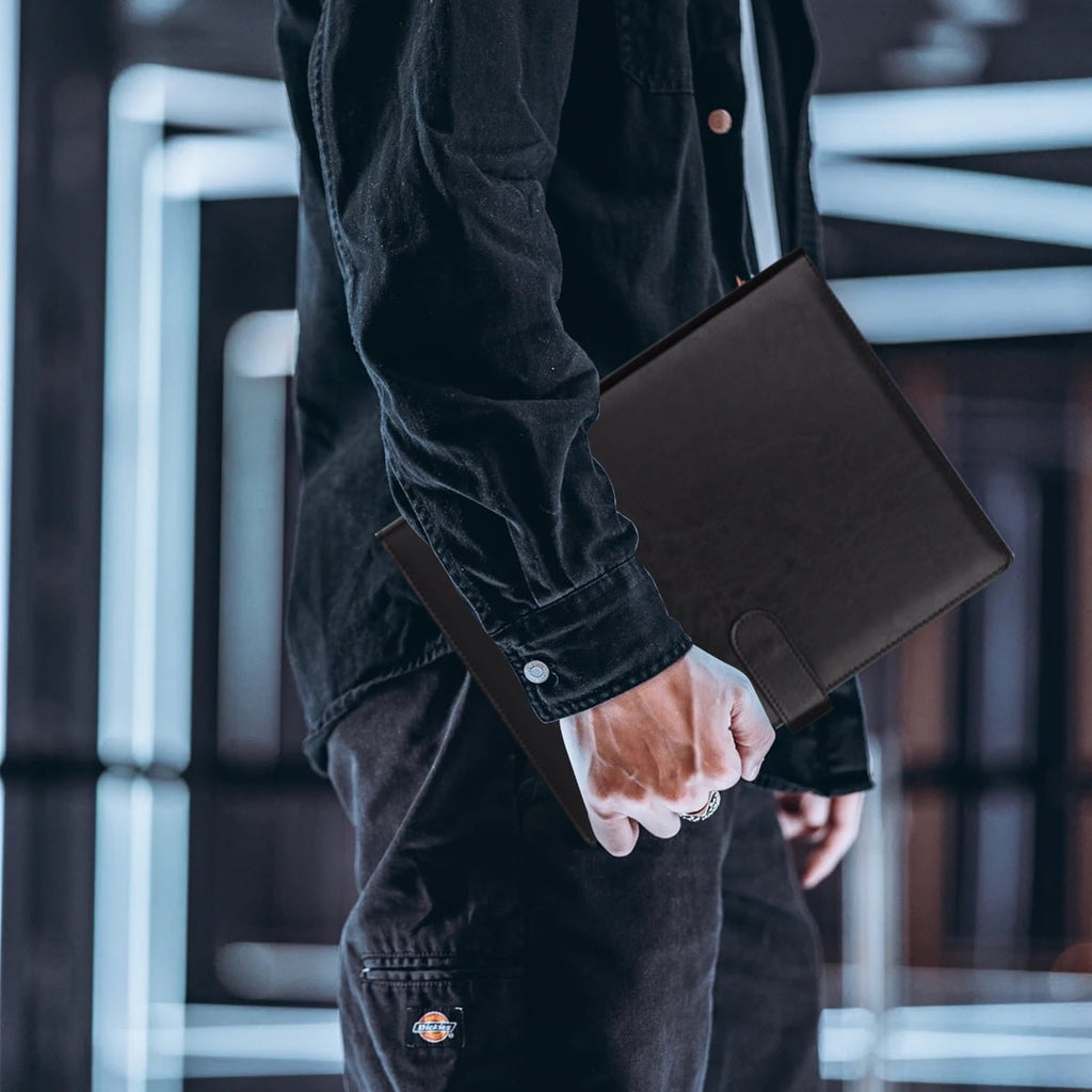 Leather Padfolio Professional File Folder with Pen Holder, Black - Image 4