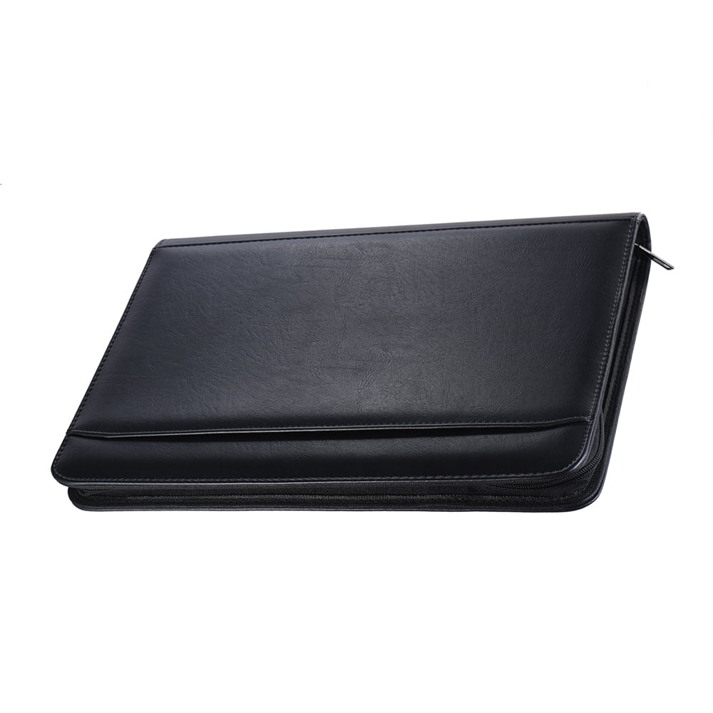 Professional Business Portfolio Padfolio Folder Document Case Organizer A4 PU Leather Zippered Closure Loose- Loop wi... - Image 2