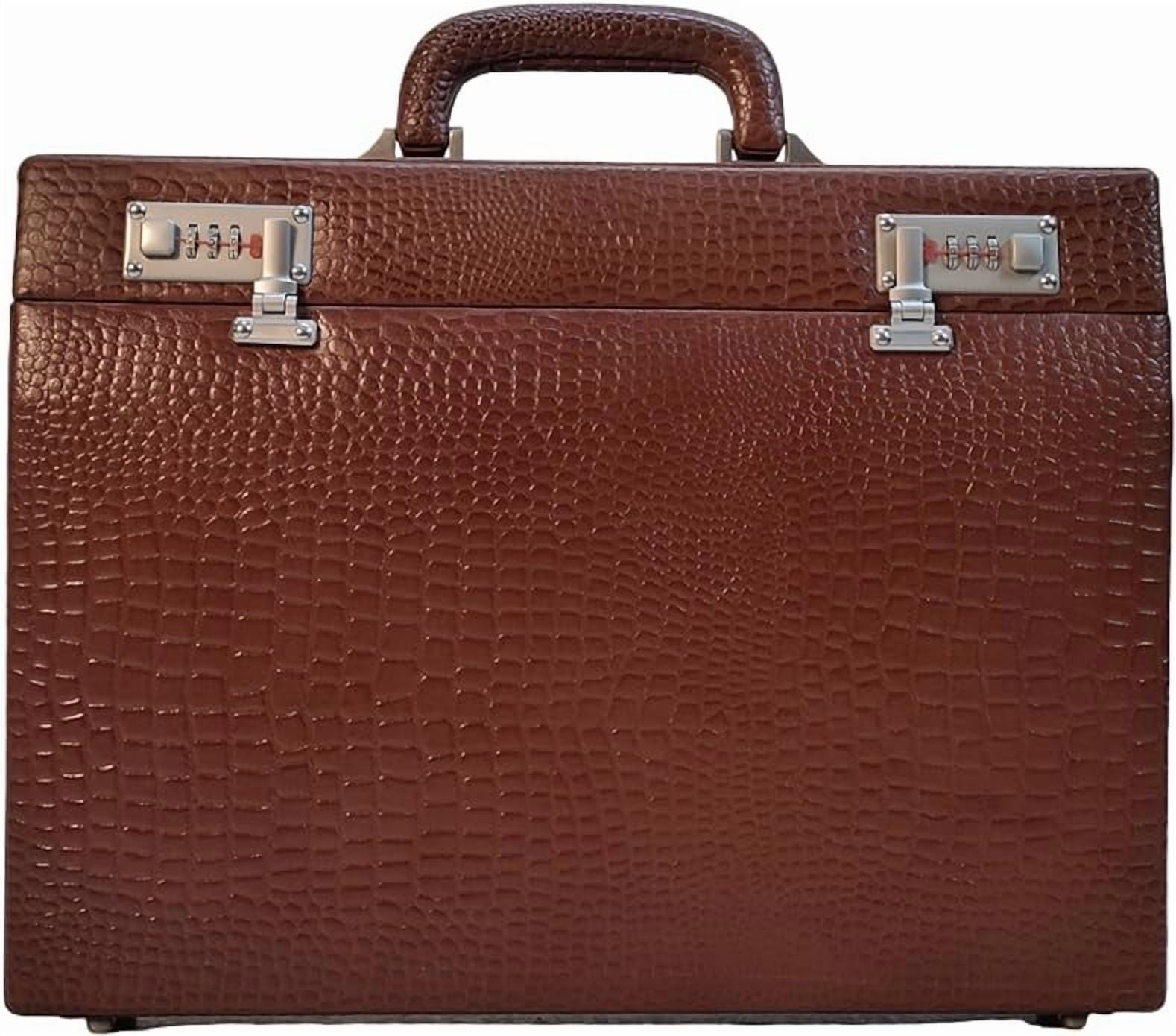 Pure Leather Briefcase Executive Handbag for Men's Leather Attache Briefcase 14 Inch Laptop MacBook Carry Case - Image 5