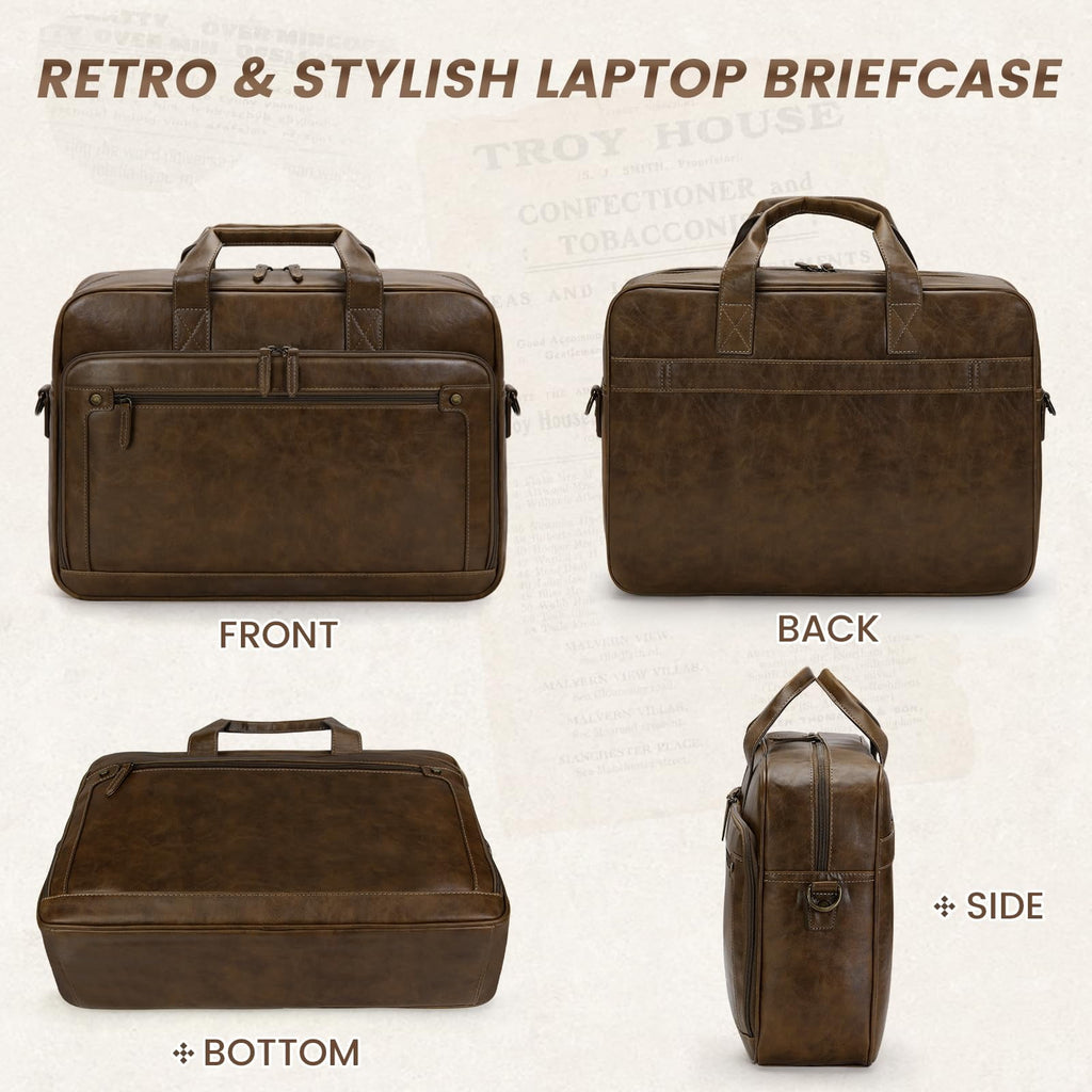Mens Laptop Bag 16 Inch Leather Briefcase Vintage Messenger Bag for Men Large Crossbody Shoulder Office Computer Bag ... - Image 5