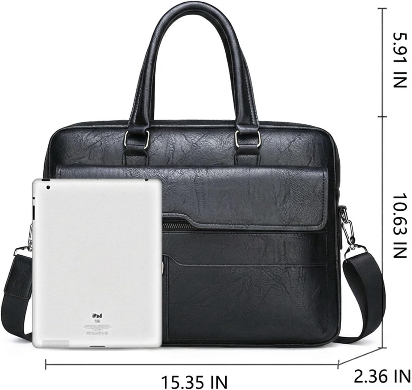 Classic Leather Handbag Briefcase for Men, Business Shoulder Messenger Bag Laptop Bag Attache Case, Fits 15.7 Inch La... - Image 4