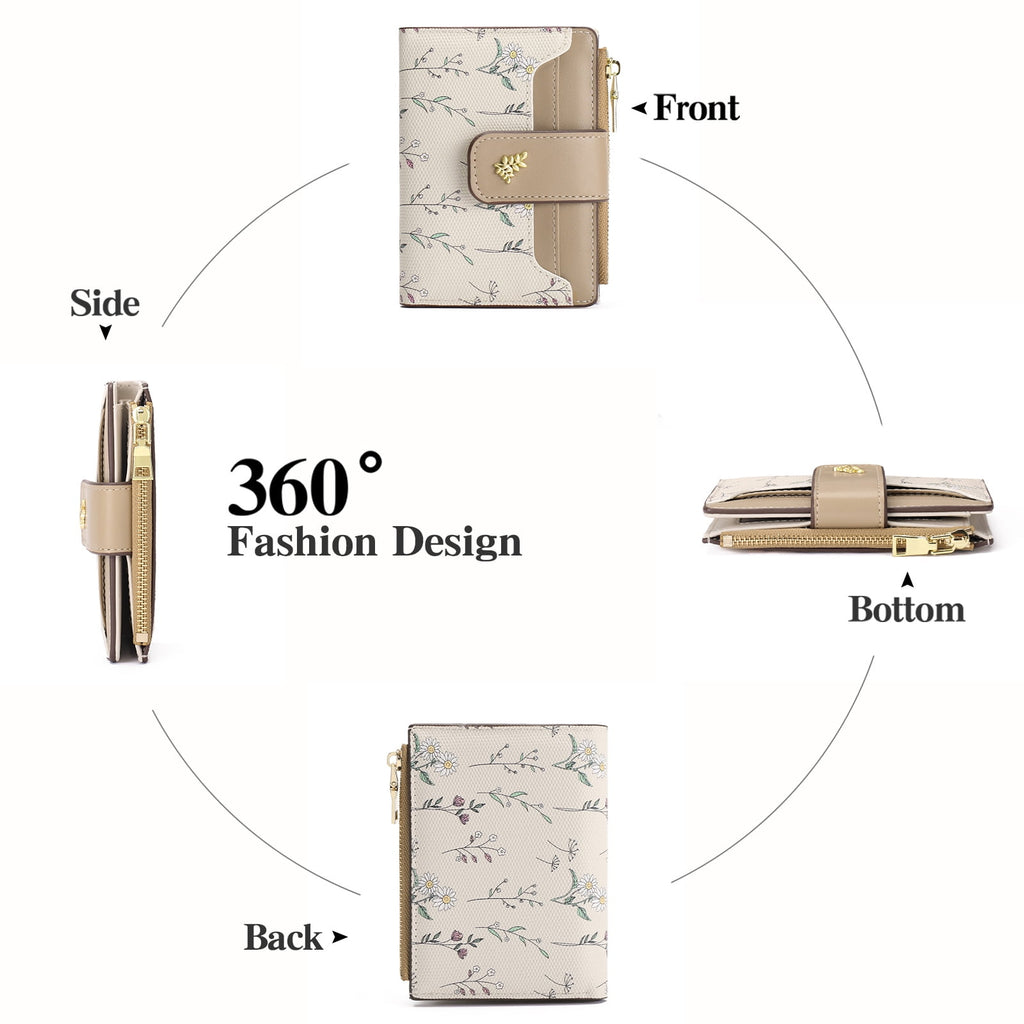 Small Wallet for Women Slim Bifold Leather Credit Card Holder Purse Zipper Pocket Coin Wallets with ID Window - Image 3