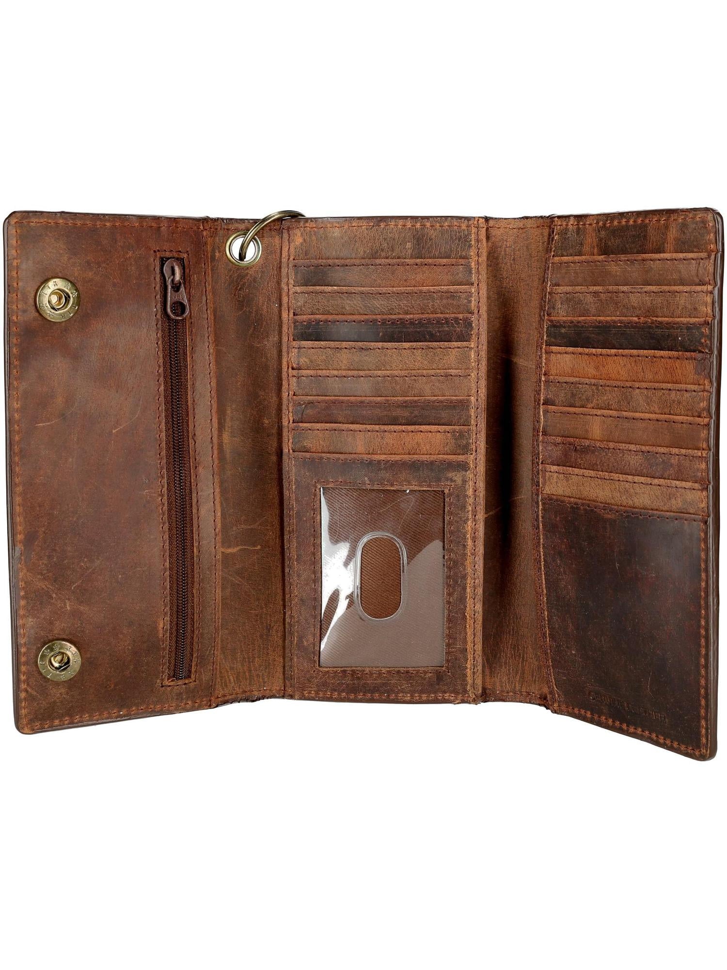Crazy Horse Leather RFID Long Trifold Chain Wallet (Men) - Image 4