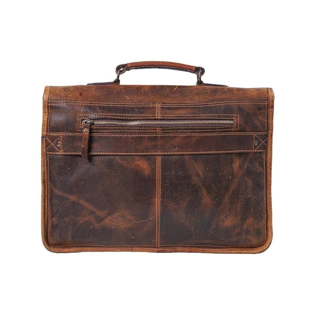 Leather Messenger Bag for Men, 15.5 Inches Vintage Laptop Briefcase Satchel Shoulder Bag - Image 3