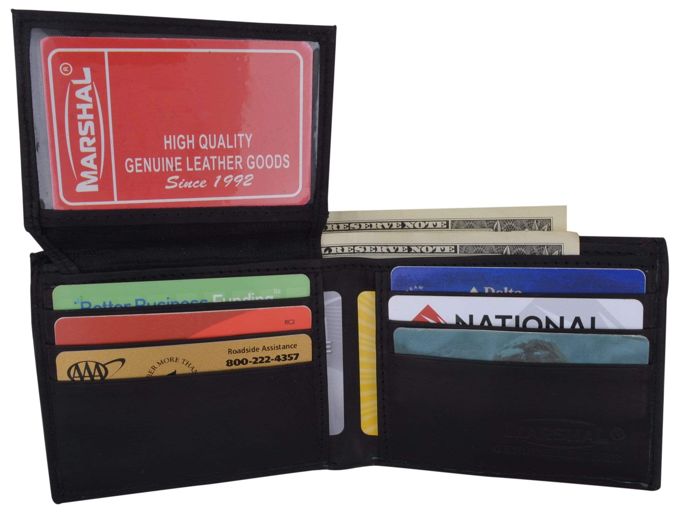 Bifold Mens Smooth Genuine Leather Flap Up ID Wallet 1153 CF - Image 4