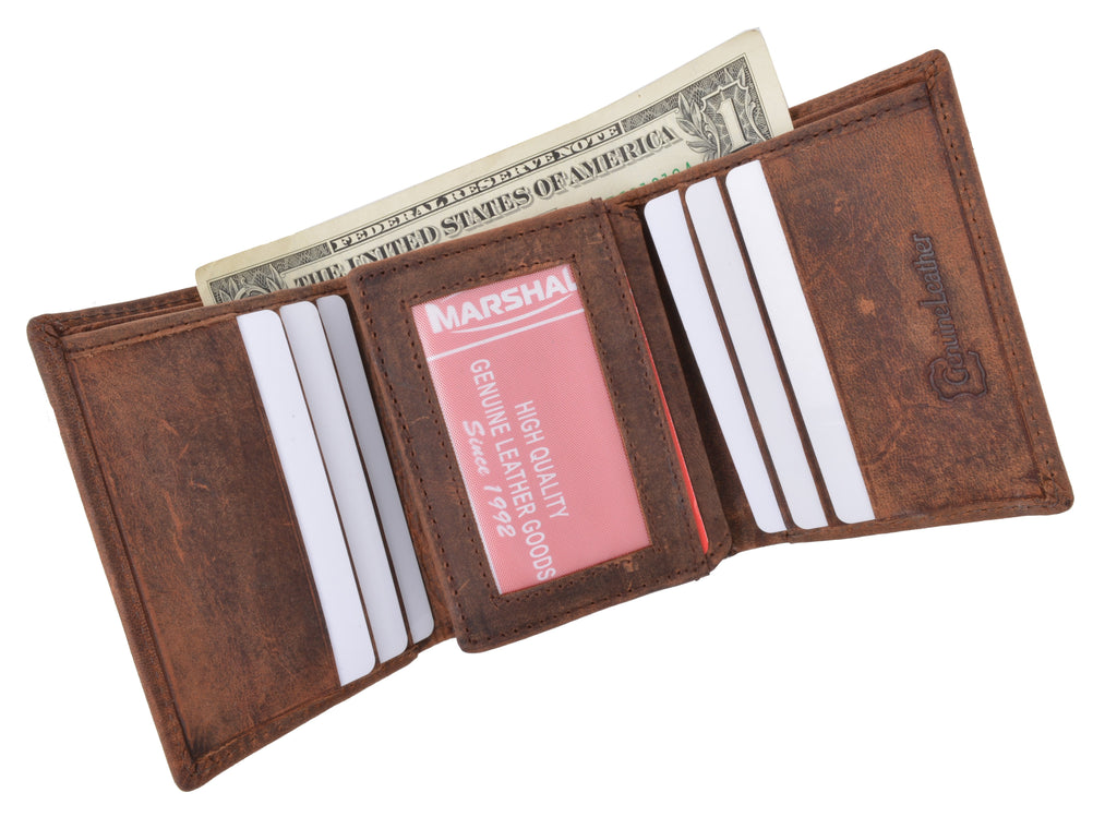 New RFID Blocking Mens Vintage Soft Genuine Leather Classic Trifold Wallet - Image 3