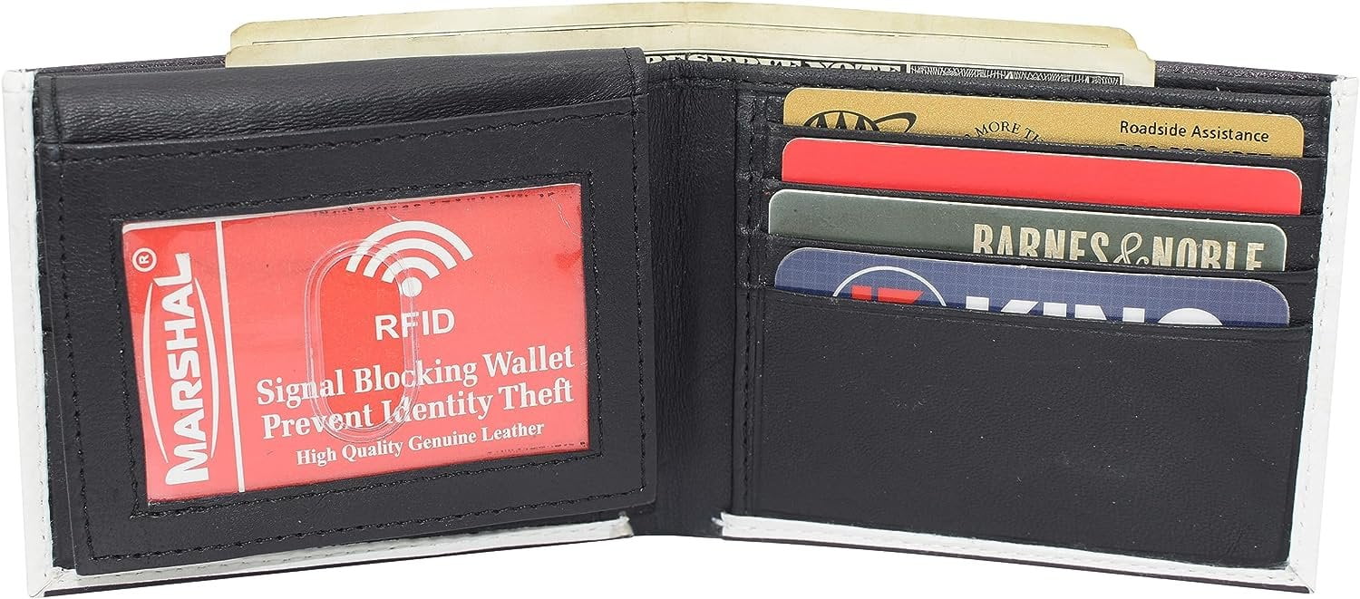 RFID Blocking Printed American Eagle Flag Bifold Leather Wallet with Gift box for men - Image 3