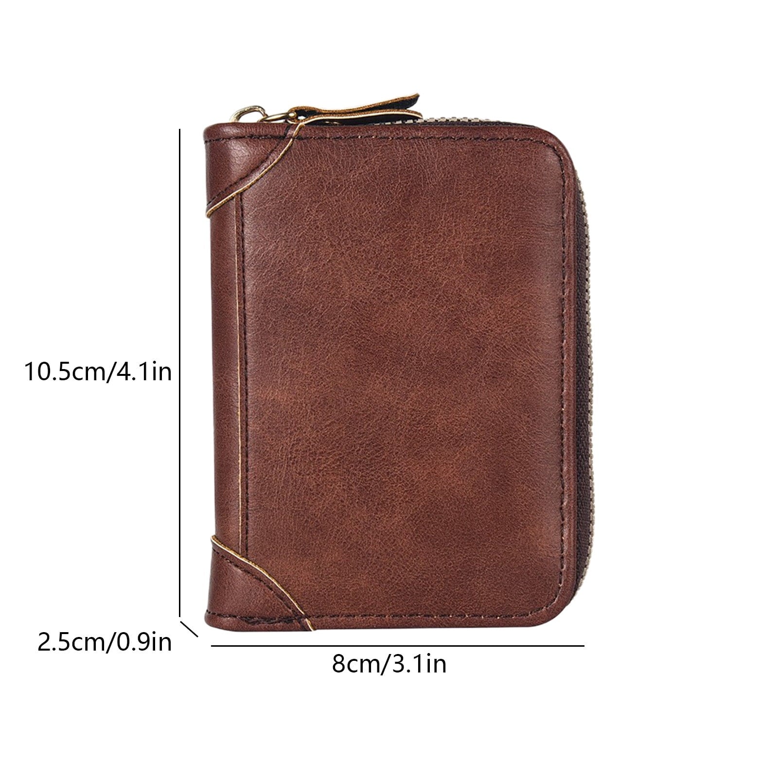 Compact Small Leather Zip Around Wallet, Minimalist Credit Card Holder with Zipper, Slim Portable Pocket Purse for Ca... - Image 3