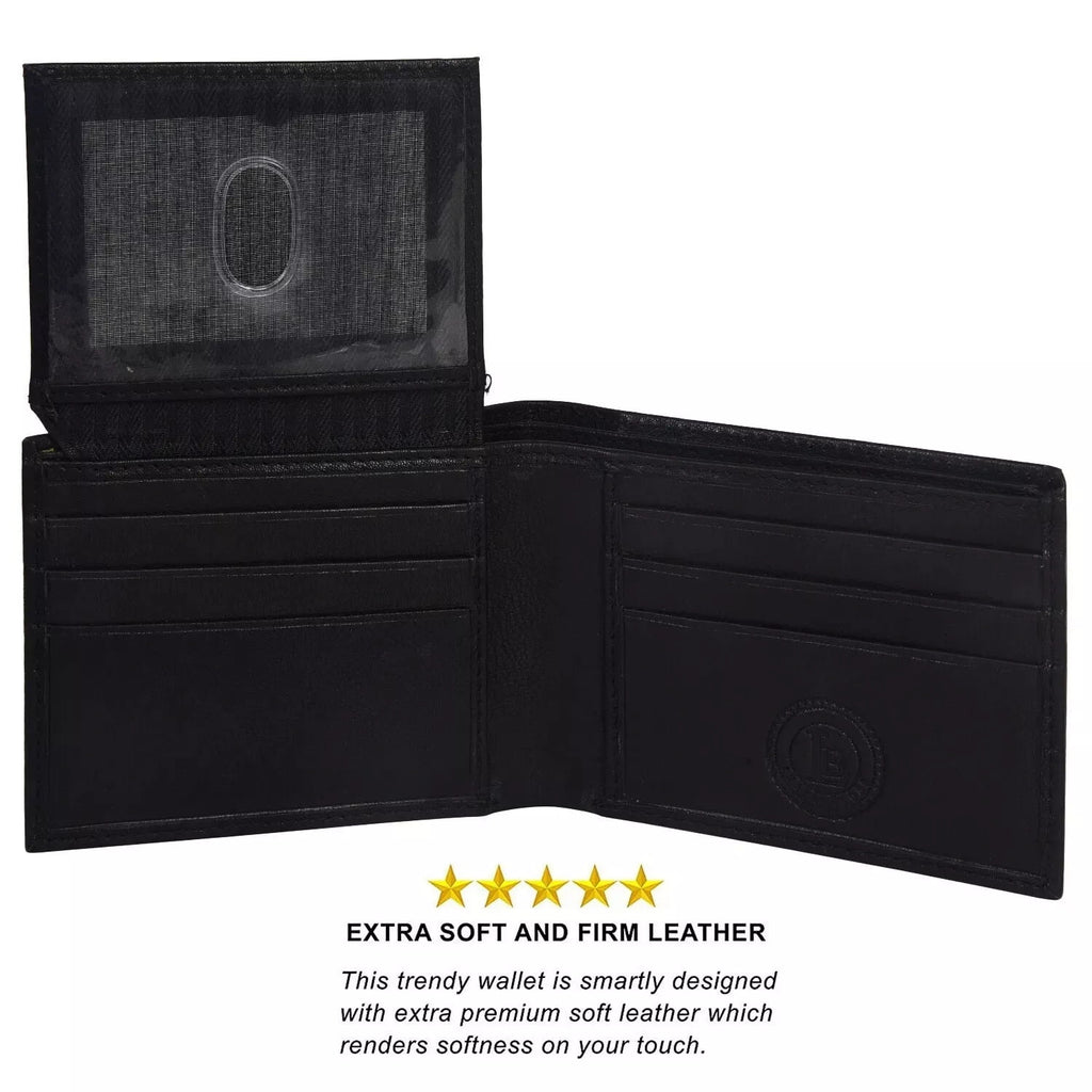 Genuine Leather Minimalist Bifold Wallets For Men RFID Blocking Slim Mens Wallet - Image 2