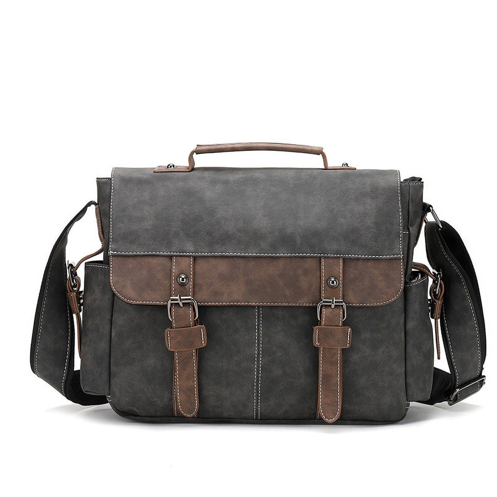 Men's Vintage Designer Briefcase PU Leather Tote Business Office Man Messenger Bag Casual Solid Computer Laptop Handbag - Image 2