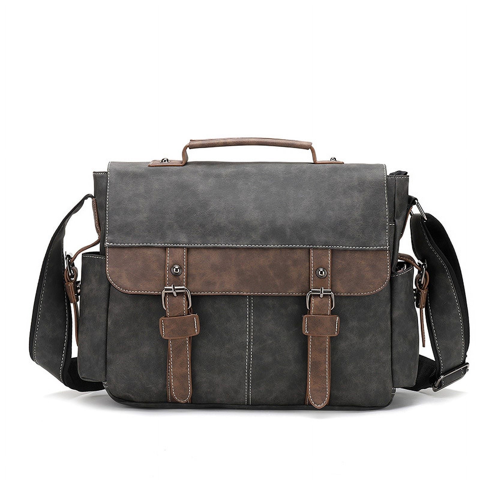 Men's Vintage Designer Briefcase PU Leather Tote Business Office Man Messenger Bag Casual Solid Computer Laptop Handbag - Image 2