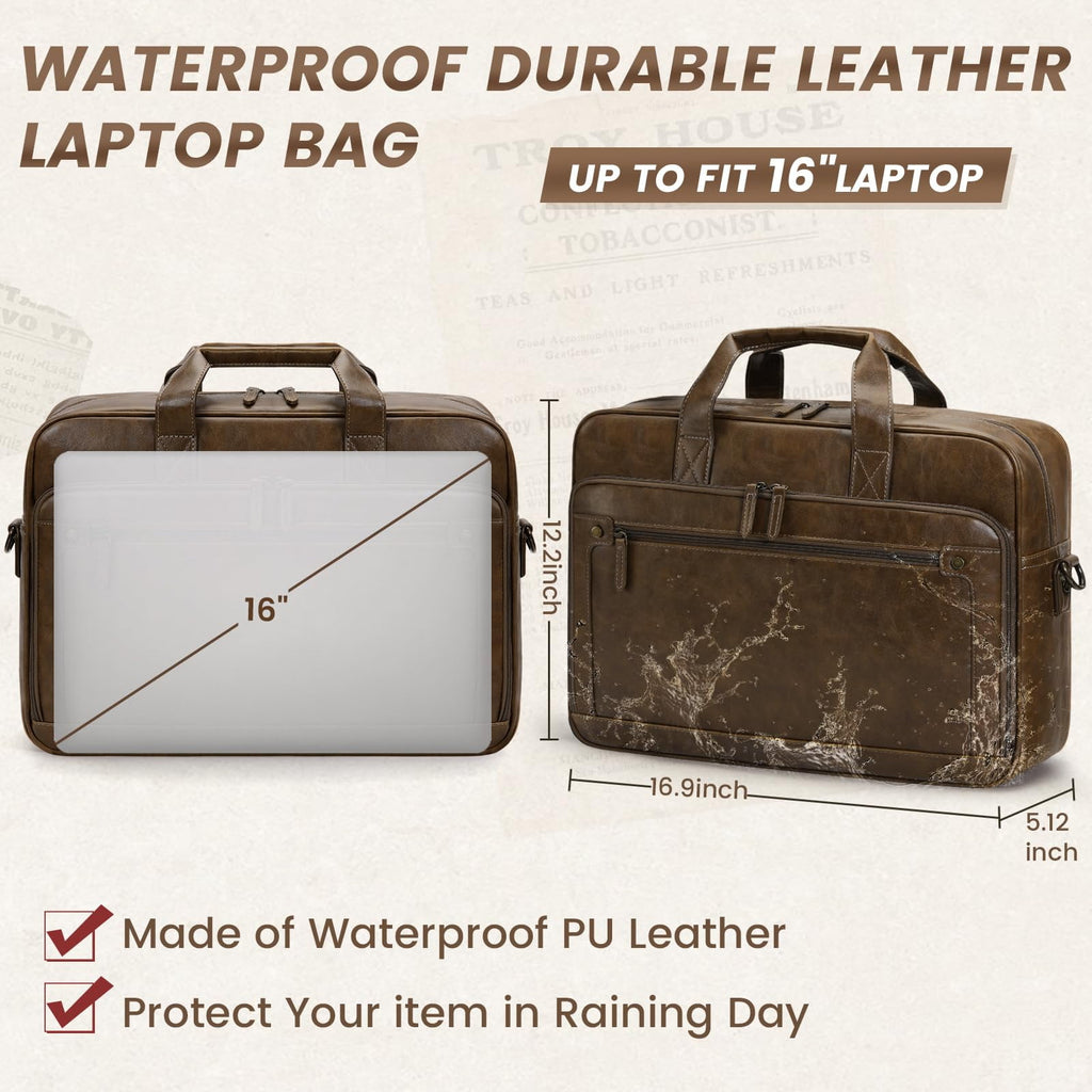 Mens Laptop Bag 16 Inch Leather Briefcase Vintage Messenger Bag for Men Large Crossbody Shoulder Office Computer Bag ... - Image 6
