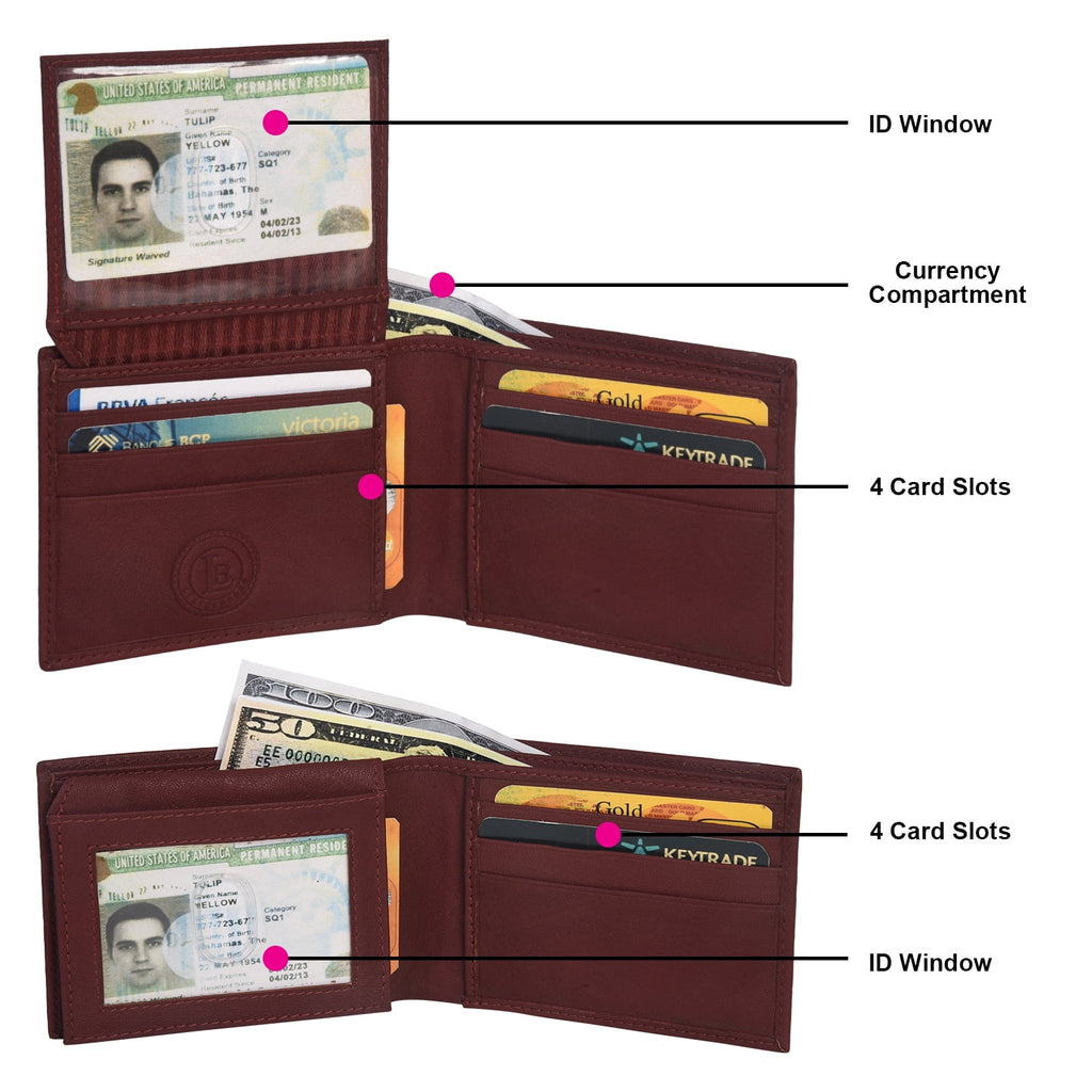 Genuine Leather Minimalist Bifold Wallets For Men RFID Blocking Slim Mens Wallet - Image 4
