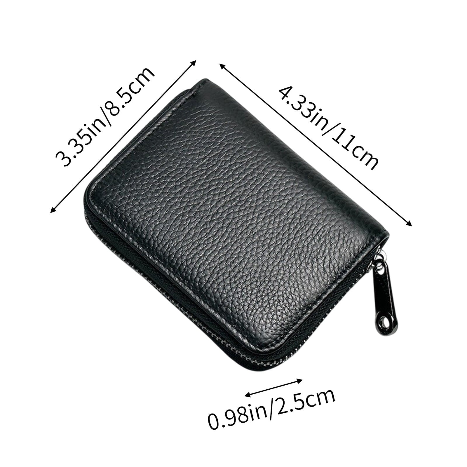 Slim Leather Card Holder,RFID Blocking Credit Card Organizer,Small Thin Wallet for Men and Women,Zip Around Coin Purse,Driver's License ID C - Image 3