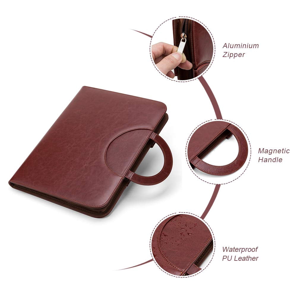 SagaSave A4 Zipped Conference Business Organizer Padfolio Folder Case PU Leather - Image 5