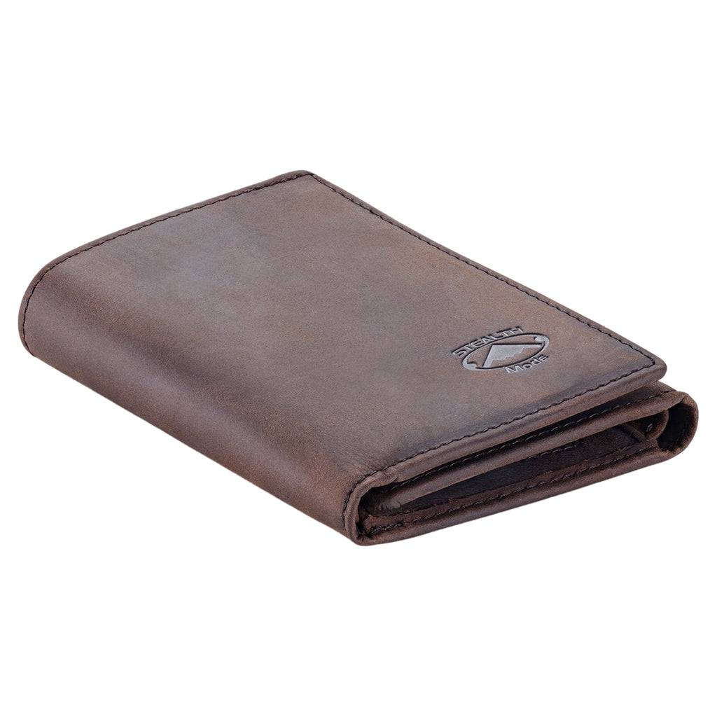 Trifold Leather Wallet for Men with RFID Blocking (Brown) - Image 2