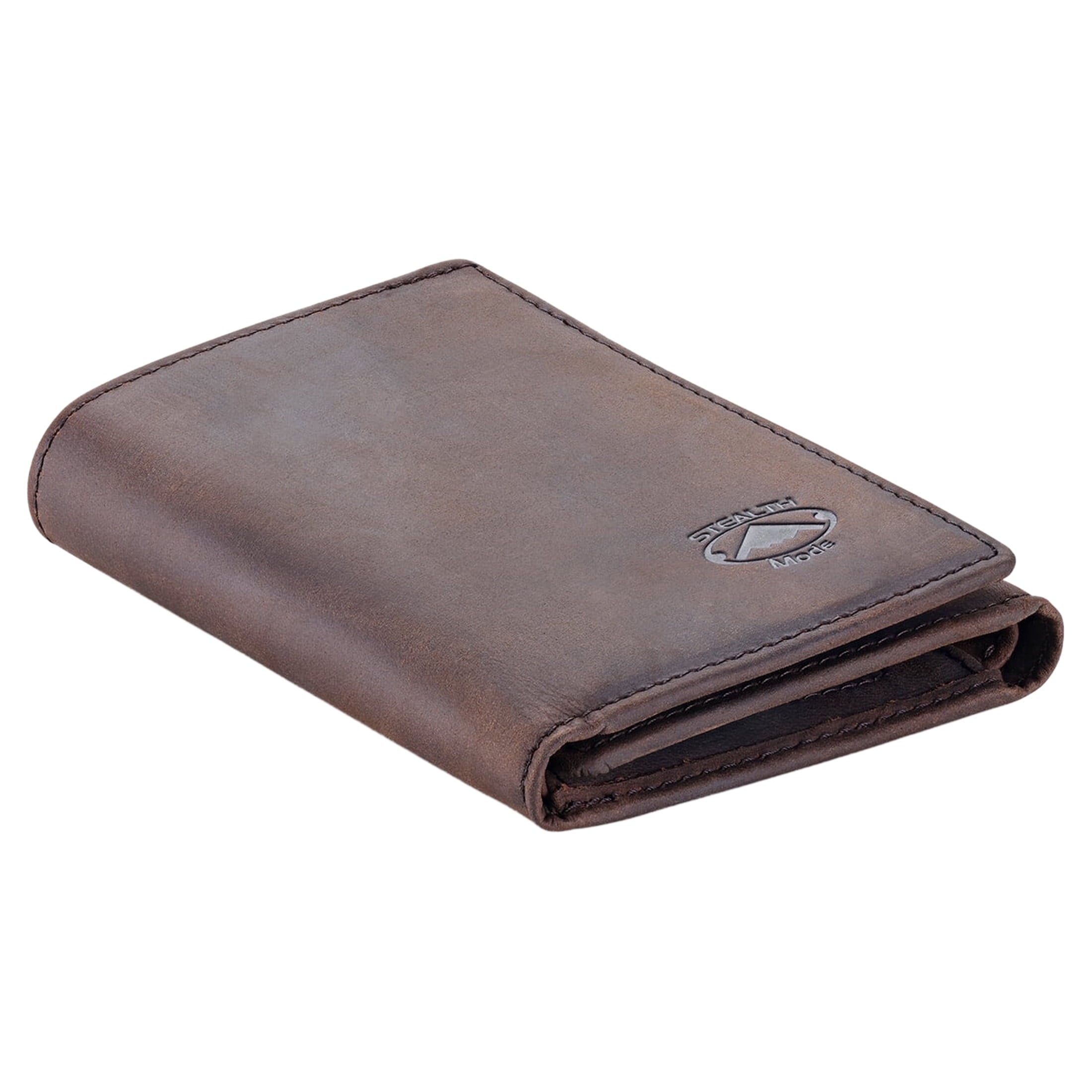 Trifold Leather Wallet for Men with RFID Blocking (Brown) - Image 2