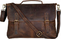 Retro Genuine Buffalo Vintage Hunter Leather Men Laptop Messenger Shoulder Bag Office Briefcase College Bag For Men A...