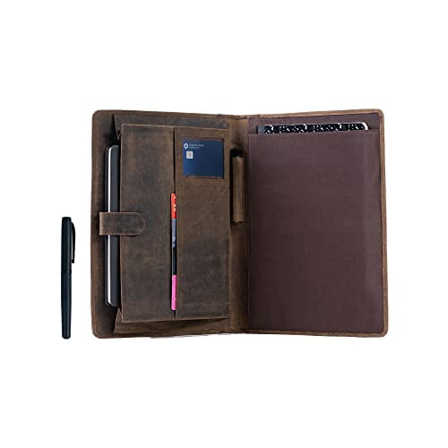 Leather Business Portfolio with Luxury Pen Business Personal Organiser Folder Full Grain Leather padfolio (Buffalo Di...