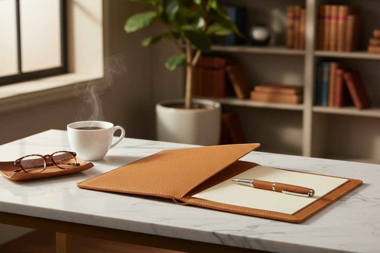Premium Leather Padfolio Lifestyle