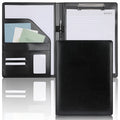 sixwipe Leather Portfolio Clipboard Folder, Business Resume Clipboard Binder Portfolio Folder with Writing Pad for A4 Document Organizer Off