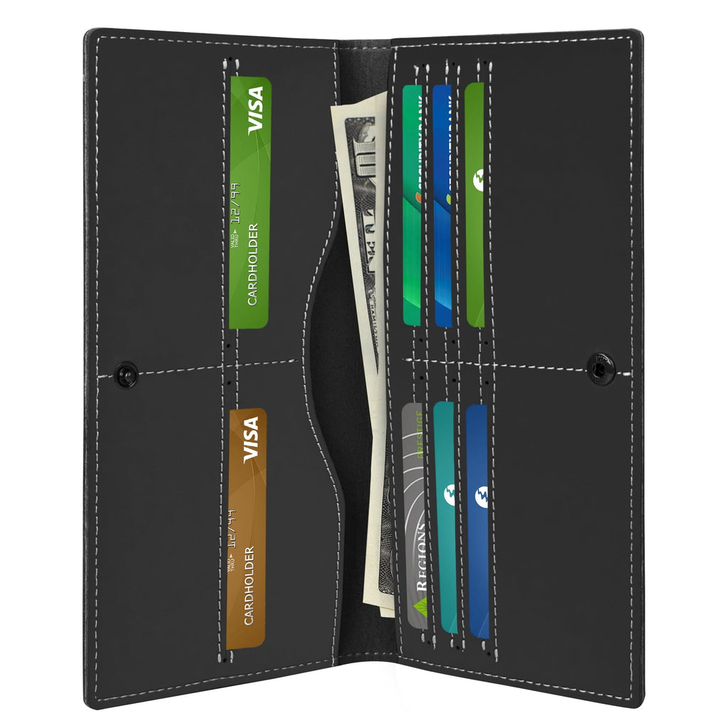 Long Wallet for Men, Real Leather Bifold RFID Stylish Mens Wallet, Slim Wallet with 8 Credit Card Holder and 2 Cash S...